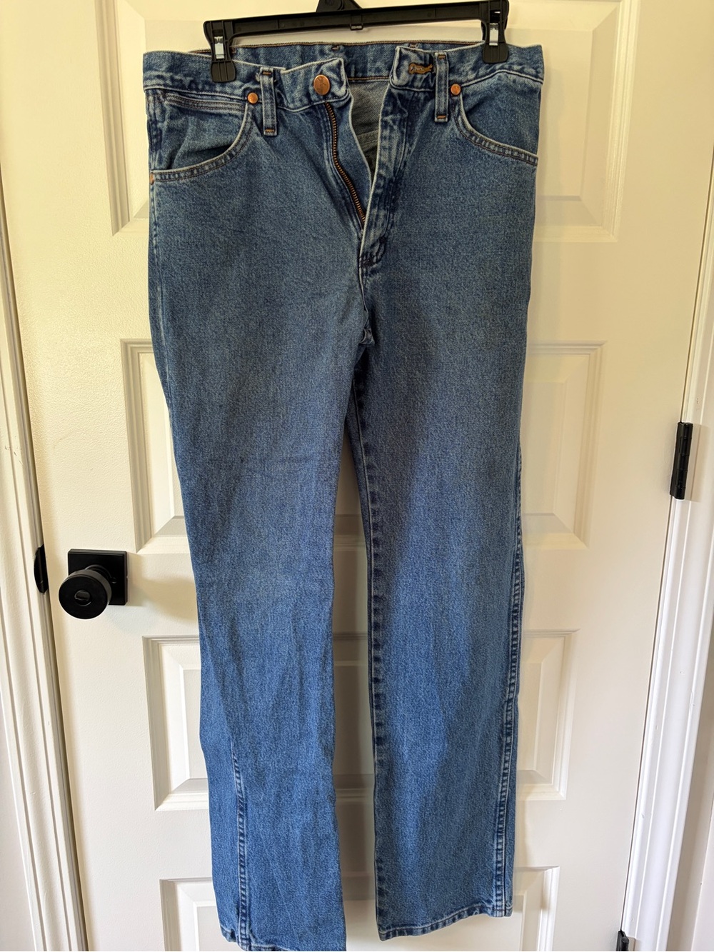 Wrangler light blue denim jeans with classic wash